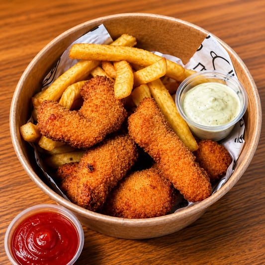 Bandeja para 2 con Cheeseburger + Crispy Chicken Burger + Tenders y Más por $15 en Portus Food Truck