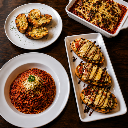 Festín Italiano con Pizza, Pastas, Entradas + 4 Jugos por $25 en Alessia Express