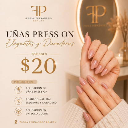 Uñas Press On Elegantes y Duraderas por solo $20 en Paola Fernández Beauty