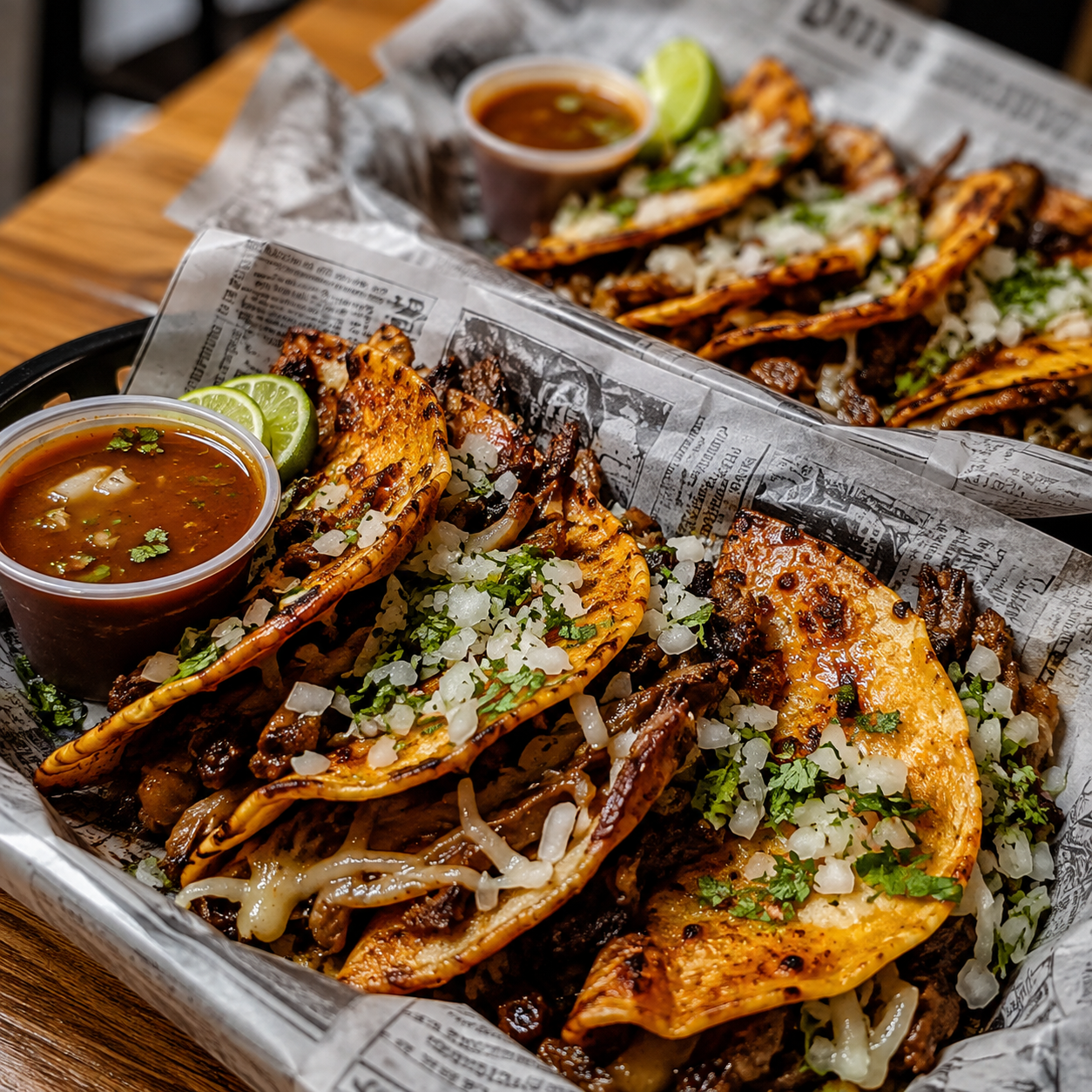2x1 en Quesabirrias con Carne de Res, Queso Derretido y Caldito de Birria por solo $10 en Alitas Salvajes Pub