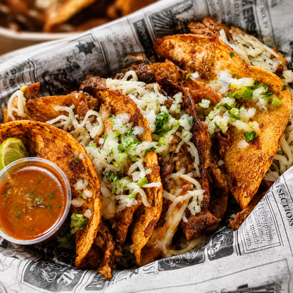 2x1 en Quesabirrias con Carne de Res, Queso Derretido y Caldito de Birria por solo $10 en Alitas Salvajes Pub