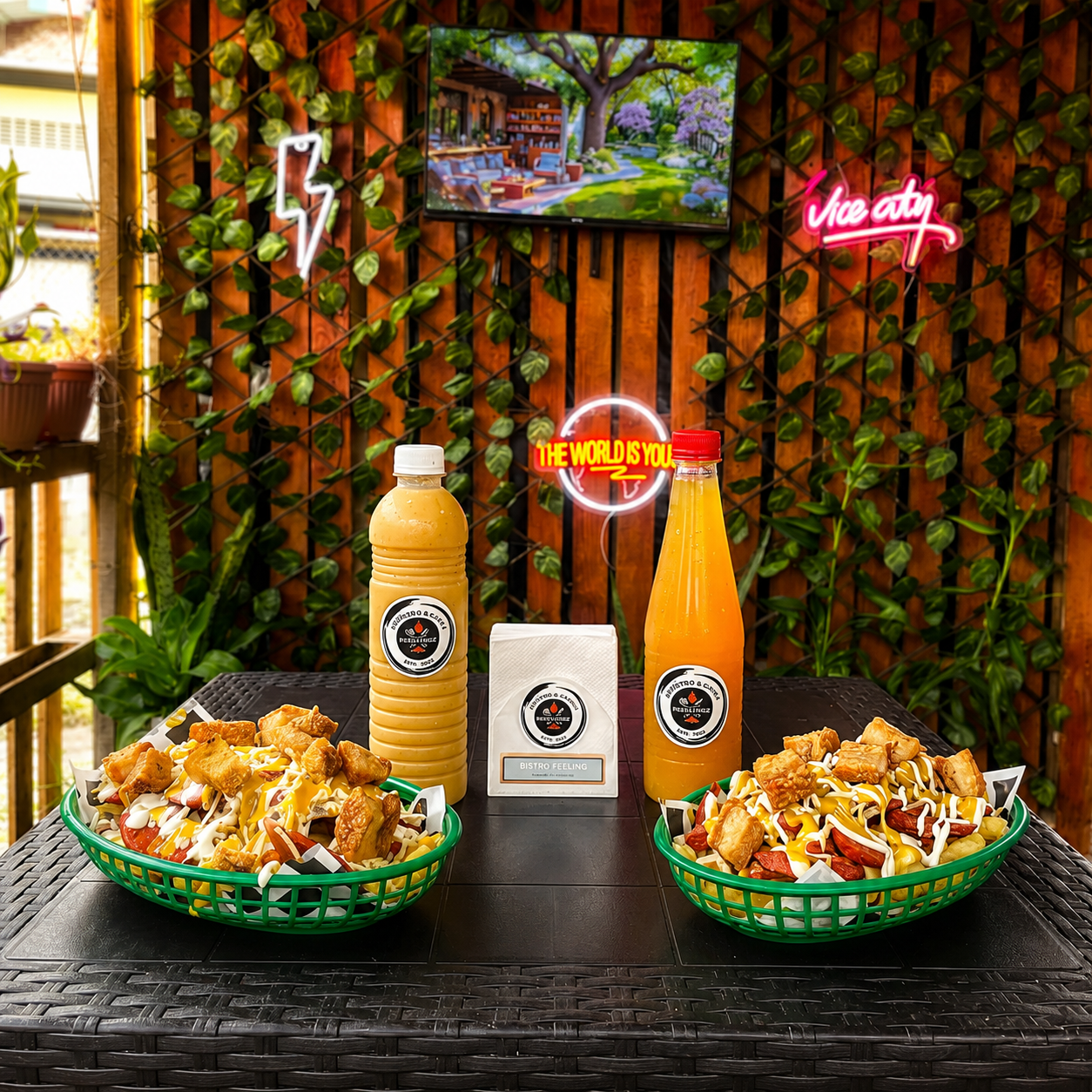 Salchipapa Especial para 2 Personas + 2 Chichas Naturales por solo $9 en Bistro Feeling