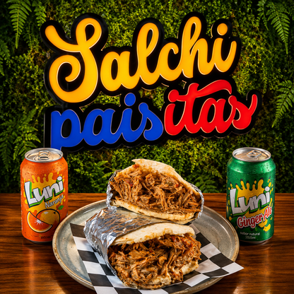 2 Arepas con Carne Desmechada + 2 Sodas por solo $11 en Salchipaisitas