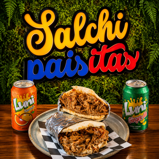 2 Arepas con Carne Desmechada + 2 Sodas por solo $11 en Salchipaisitas