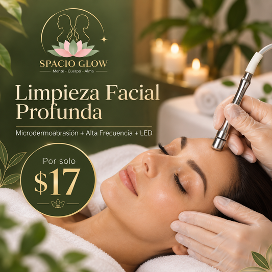 Limpieza Facial Profunda con Microdermoabrasión, Alta Frecuencia y LED por $17 en Spacio Glow