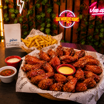 20 Wings + Papas Fritas por solo $14 en Bistro Feeling