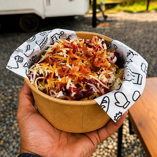 2 Salchipapas Crispy Chicken + 2 Tés Fríos por solo $12 en Portus Food Truck