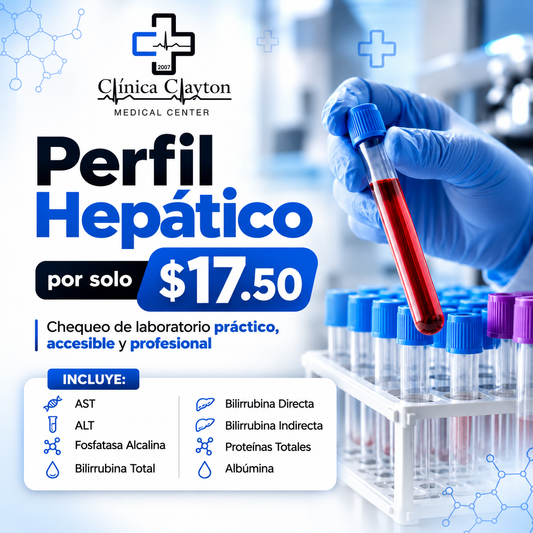 Chequeo Hepático con 8 Pruebas de Laboratorio por solo $17.50 en Clínica Clayton