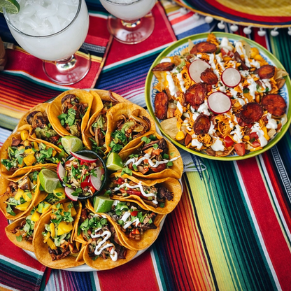 Bandeja de 12 Tacos Mixtos + Nachos y Horchatas por solo $18 en La Taquerita