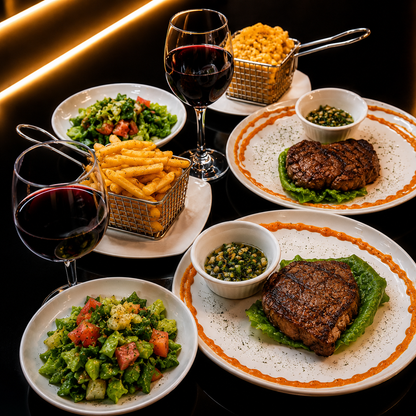2 Platos de Carne a Elegir con Ensalada, Acompañamiento y 2 Bebidas por $15.99 en Zone Xtreme VIP