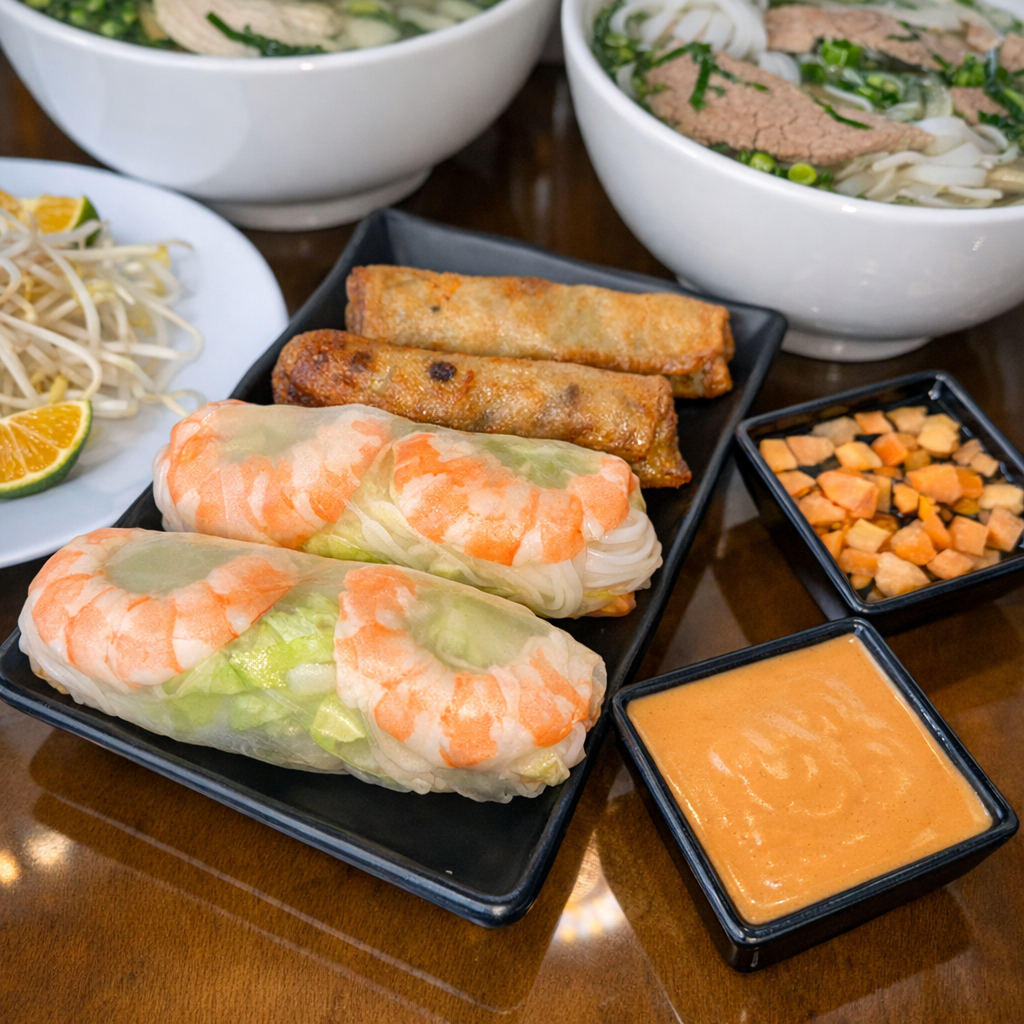 Experiencia Vietnamita para 2: Rollos + 2 Sopas Pho + Té Vietnamita por solo $15 en Vietnam Cuisine