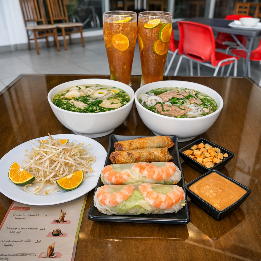 Experiencia Vietnamita para 2: Rollos + 2 Sopas Pho + Té Vietnamita por solo $15 en Vietnam Cuisine