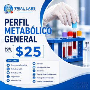 Exámenes Preventivos + Perfil Metabólico con Glucosa, Colesterol y Función Renal por $25 en Trial Labs