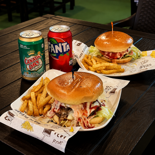 2 Burgers Bacanas + 2 Sodas por solo $10 en Arepitas Q' Chimba