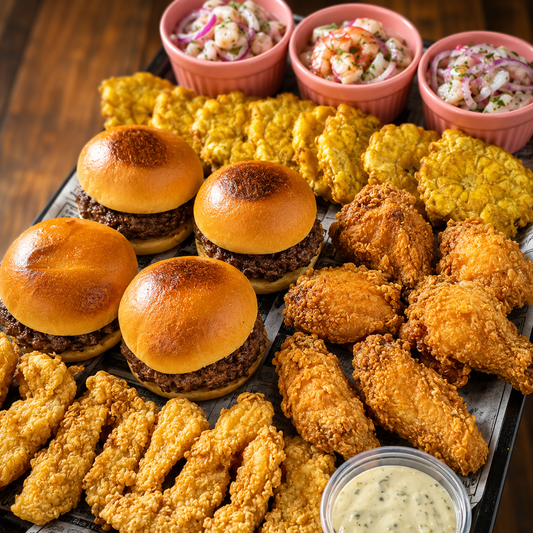 Trío de Ceviches + Sliders, Alitas, Dedos de Pescado y Patacones por $15 en Alitas Salvajes Pub