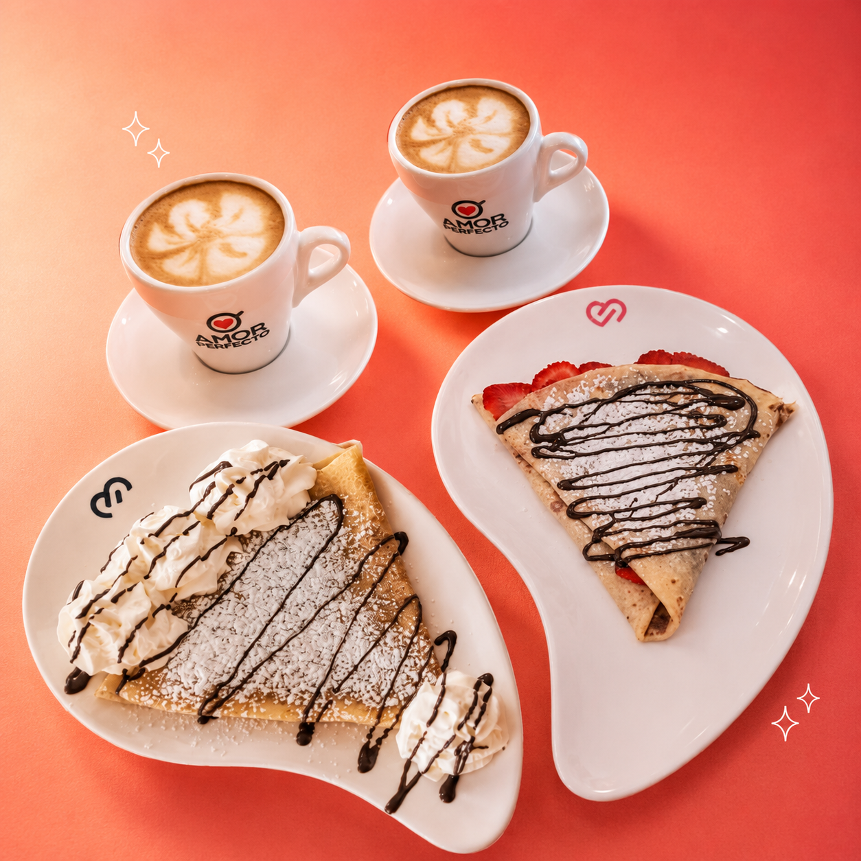 2 Cappuccinos regulares+ 2 Crepes por $12 en El Lado Dulce