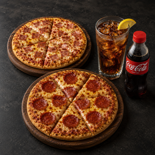 2 Mini Pizzas de 8” + 2 Bebidas por solo $6 en Alessia Express