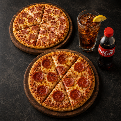 2 Mini Pizzas de 8” + 2 Bebidas por solo $6 en Alessia Express
