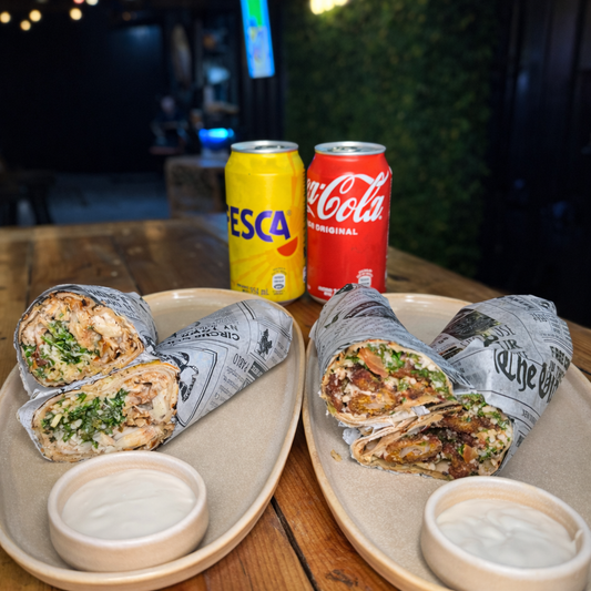 2 Shawarmas + 2 Sodas + 2 Salsas de la Casa por solo $8.95 en Nómada Árabe