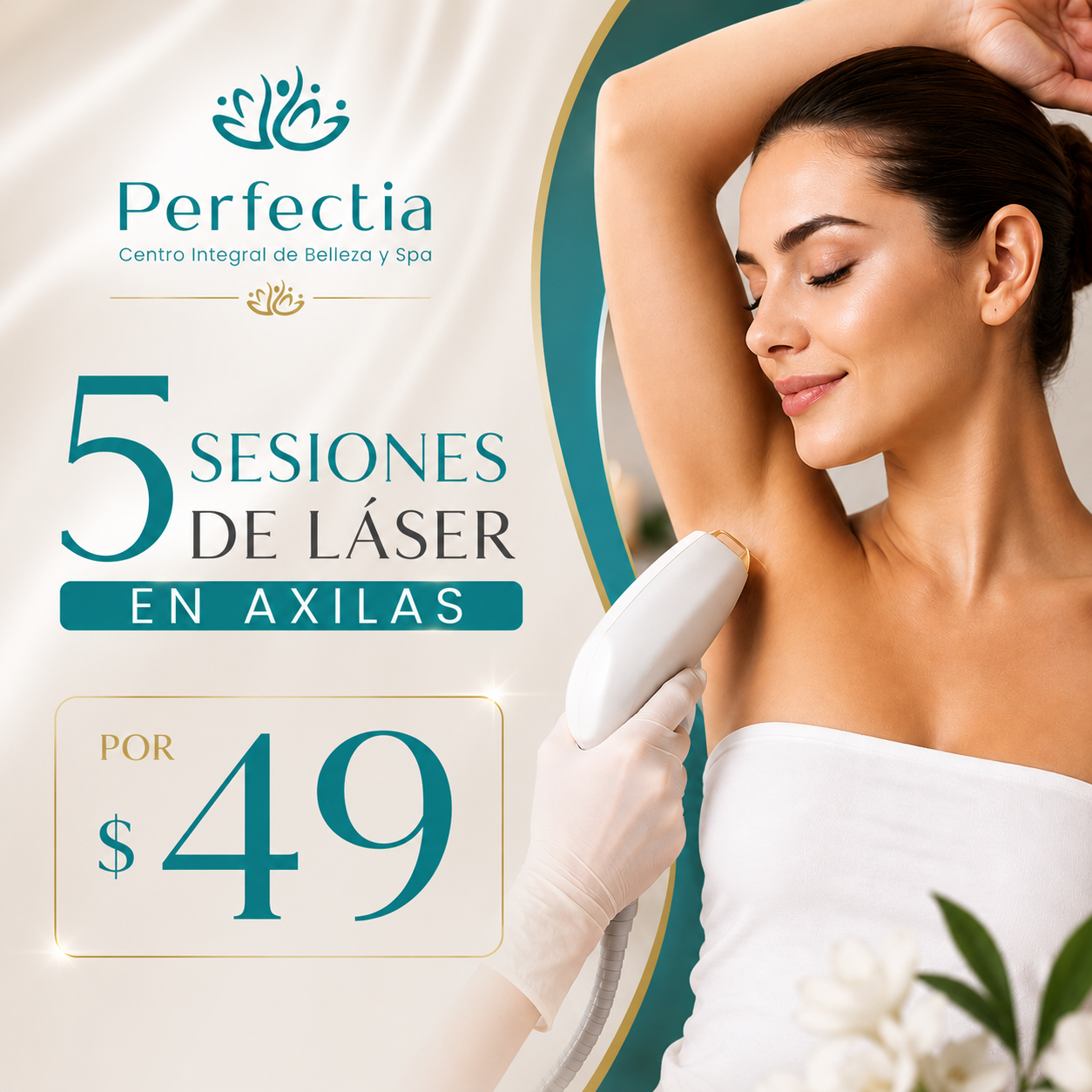 5 Sesiones de Depilación Láser en Axilas por solo $49 en Perfectia