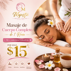 Masaje de Cuerpo Completo de 1 Hora + Té + Aromaterapia por $15 en Majestic Beauty Center