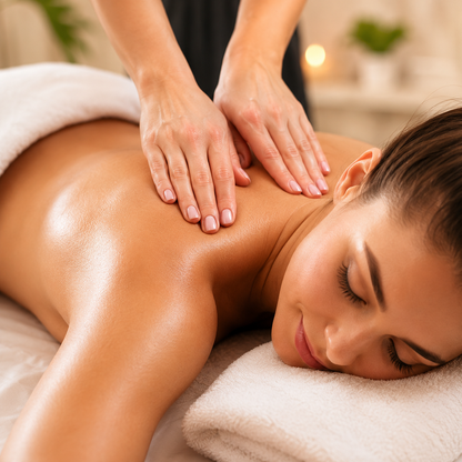 Masaje de Cuerpo Completo de 1 Hora + Té + Aromaterapia por $15 en Majestic Beauty Center