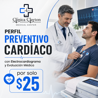 Perfil Preventivo Cardíaco con Electrocardiograma y Evaluación Médica por $25 en Clínica Clayton