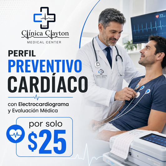 Perfil Preventivo Cardíaco con Electrocardiograma y Evaluación Médica por $25 en Clínica Clayton