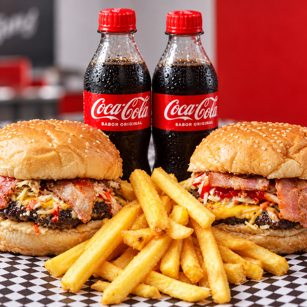 2 Burgers Sira + Papas Fritas y 2 Sodas por $8 en El Sabroso Sira
