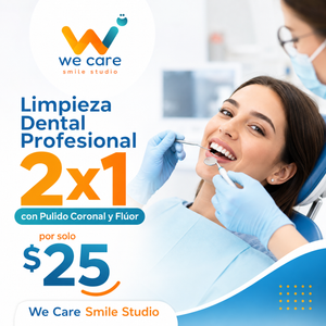 2x1 en Limpieza Dental Profesional con Pulido Coronal y Flúor por $25 en We Care Smile Studio