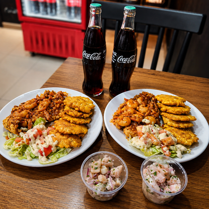 2 Filetes de Pescado a la Reina + 2 Ceviches de Pescado y 2 Bebidas por solo $15 en Alitas Salvajes Pub