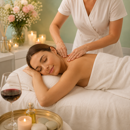 Masaje Relajante de 30 Minutos + Limpieza Facial + Copa de Vino por solo $34 en Spacio Glow