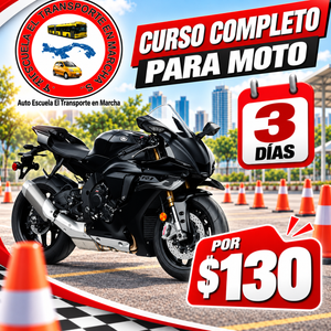 Curso Completo para Moto de 3 Días por $130 en Auto Escuela El Transporte en Marcha