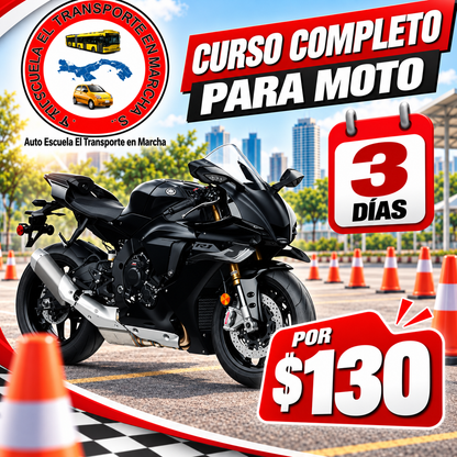 Curso Completo para Moto de 3 Días por $130 en Auto Escuela El Transporte en Marcha