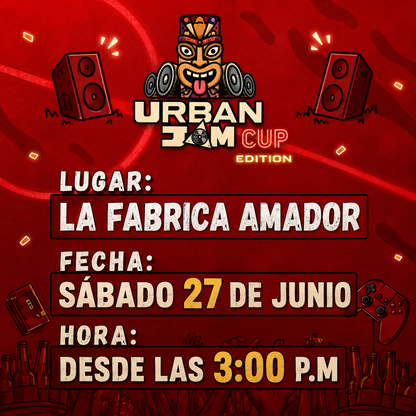 2 Entradas para Urban Jam Cup Edition por solo $8 General o $13 VIP en Cervecería La Fábrica Amador
