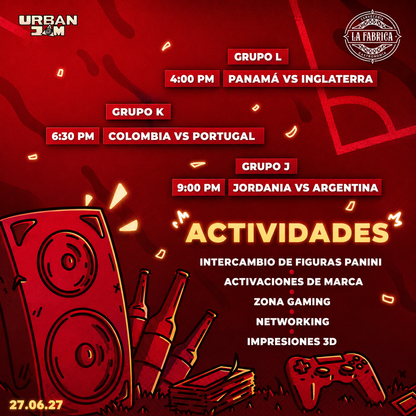 2 Entradas para Urban Jam Cup Edition por solo $8 General o $13 VIP en Cervecería La Fábrica Amador