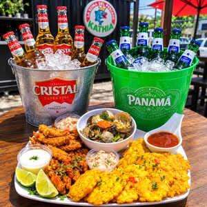 Almejas + Chorizos Tableños + Ceviches + Deditos de Pescado + 2 Cubetazos por $16 en Comuna del West