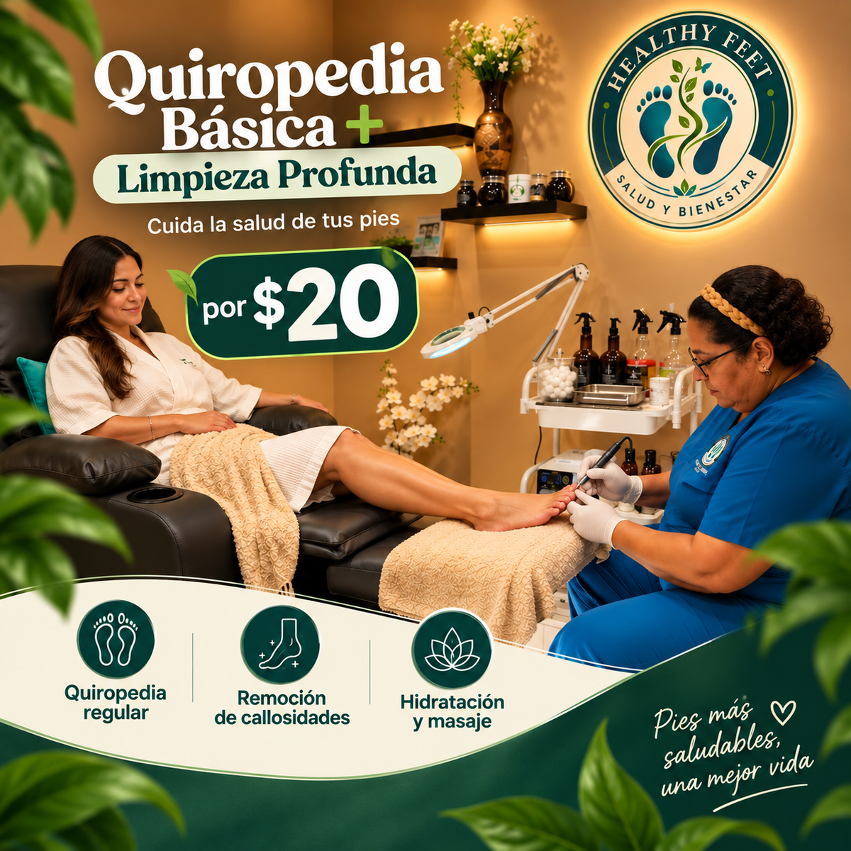 Quiropedia Básica + Limpieza Profunda por $20 en Healthy Feet