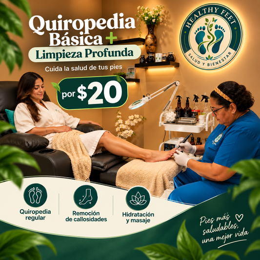 Quiropedia Básica + Limpieza Profunda por $20 en Healthy Feet