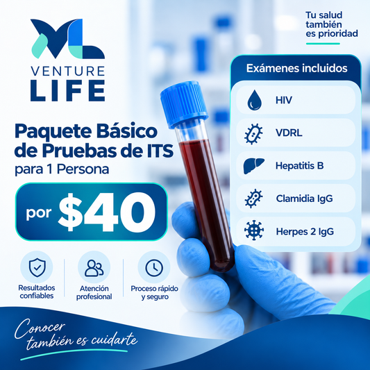 Paquete Básico de Pruebas de ITS para 1 Persona por $40 en Venture Life