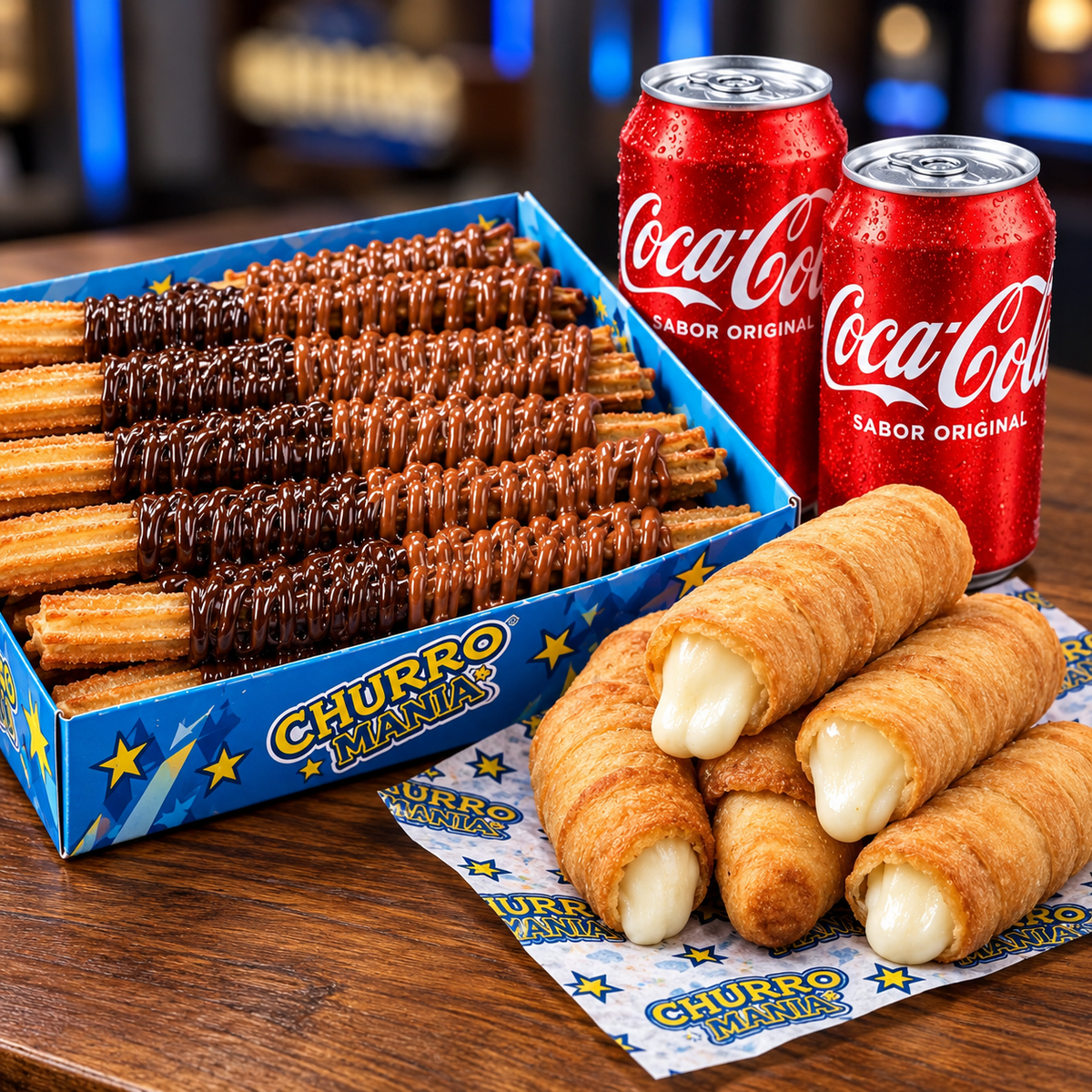 20 Churros Twist + 4 Tequeños + 2 Sodas por $12 en Churromania Metromall