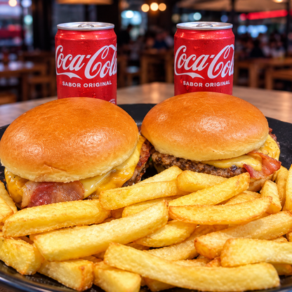2 Burgers Nuno + Papas Fritas + 2 Sodas por $8 en Terrazas Nunu
