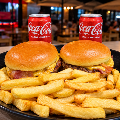 2 Burgers Nuno + Papas Fritas + 2 Sodas por $8 en Terrazas Nunu