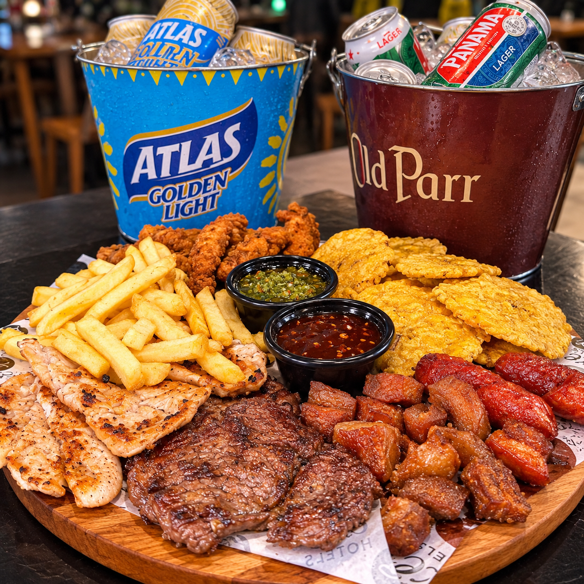 Picada de Carnes + 2 Cubetazos de Cervezas Nacionales por $25 en Exe Lounge Bar by Exe Oriental