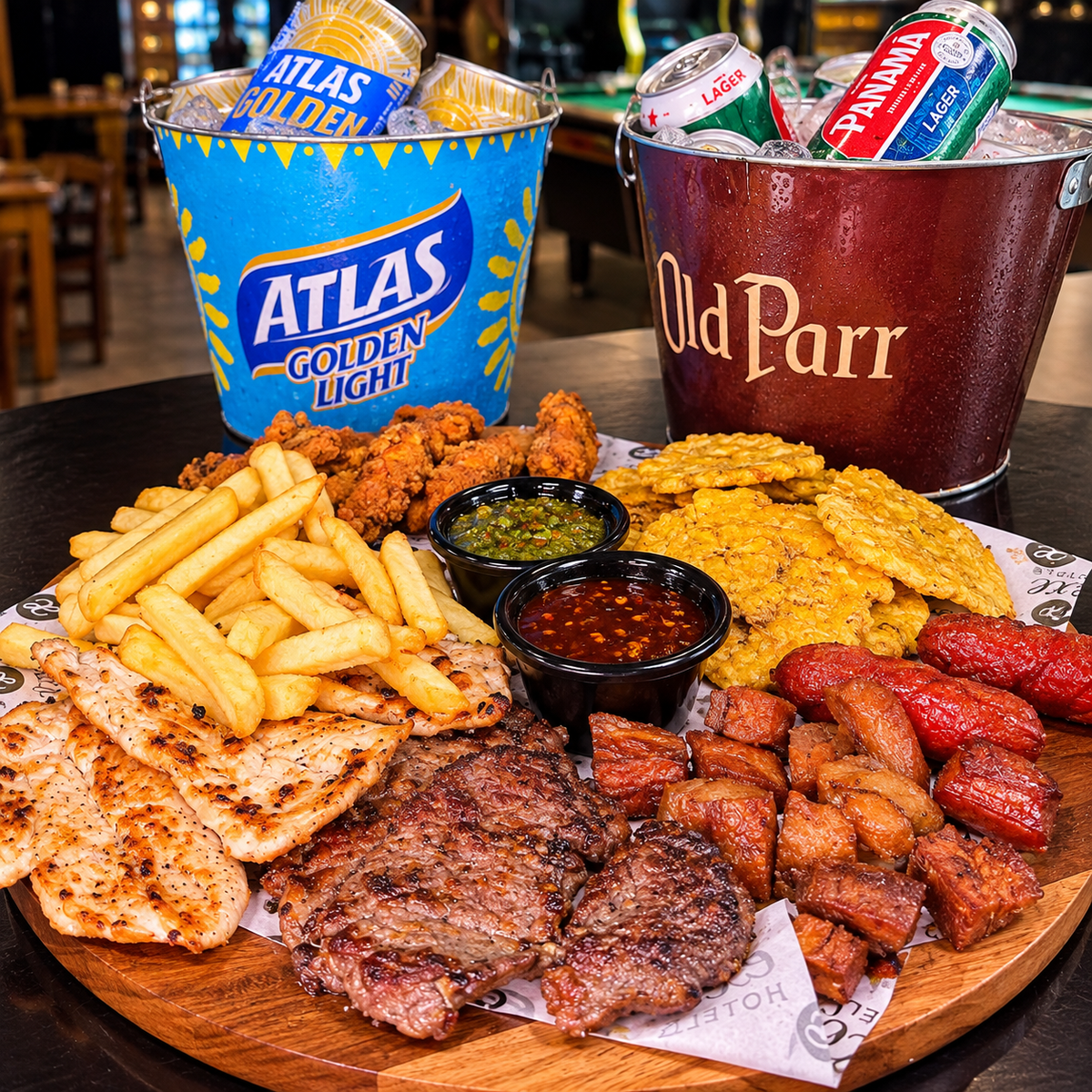 Picada de Carnes + 2 Cubetazos de Cervezas Nacionales por $25 en Exe Lounge Bar by Exe Oriental