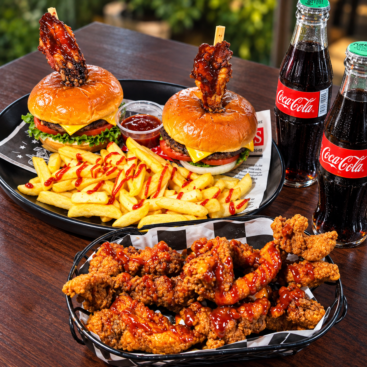 2 Wings Burger + 2 Papas Fritas + 6 Dedos de Pollo + 2 Sodas por $10 en Bokattos