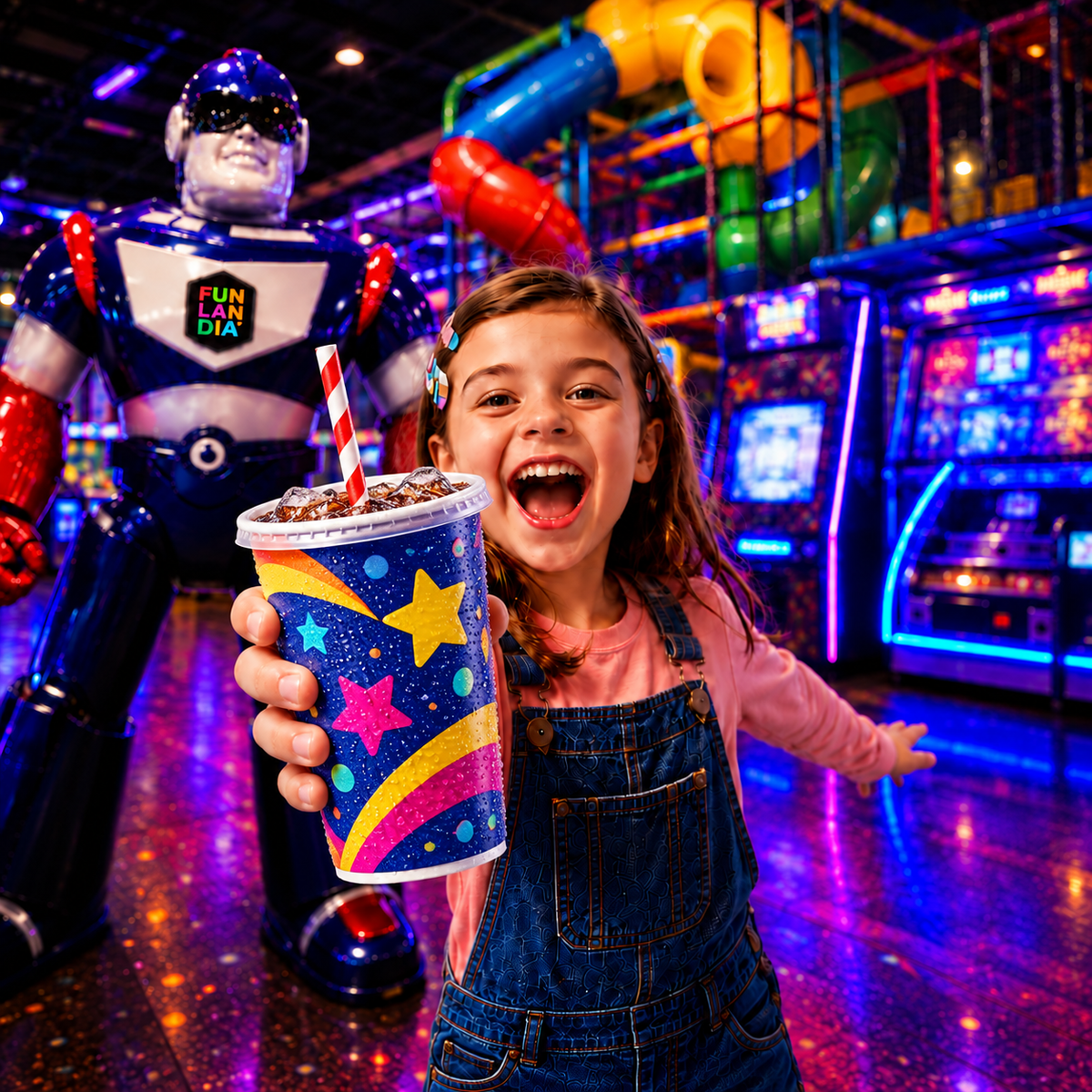 1 Hora de Juego Ilimitado + 1 Bebida para 1 niño por $12 en Funlandia – Town Center