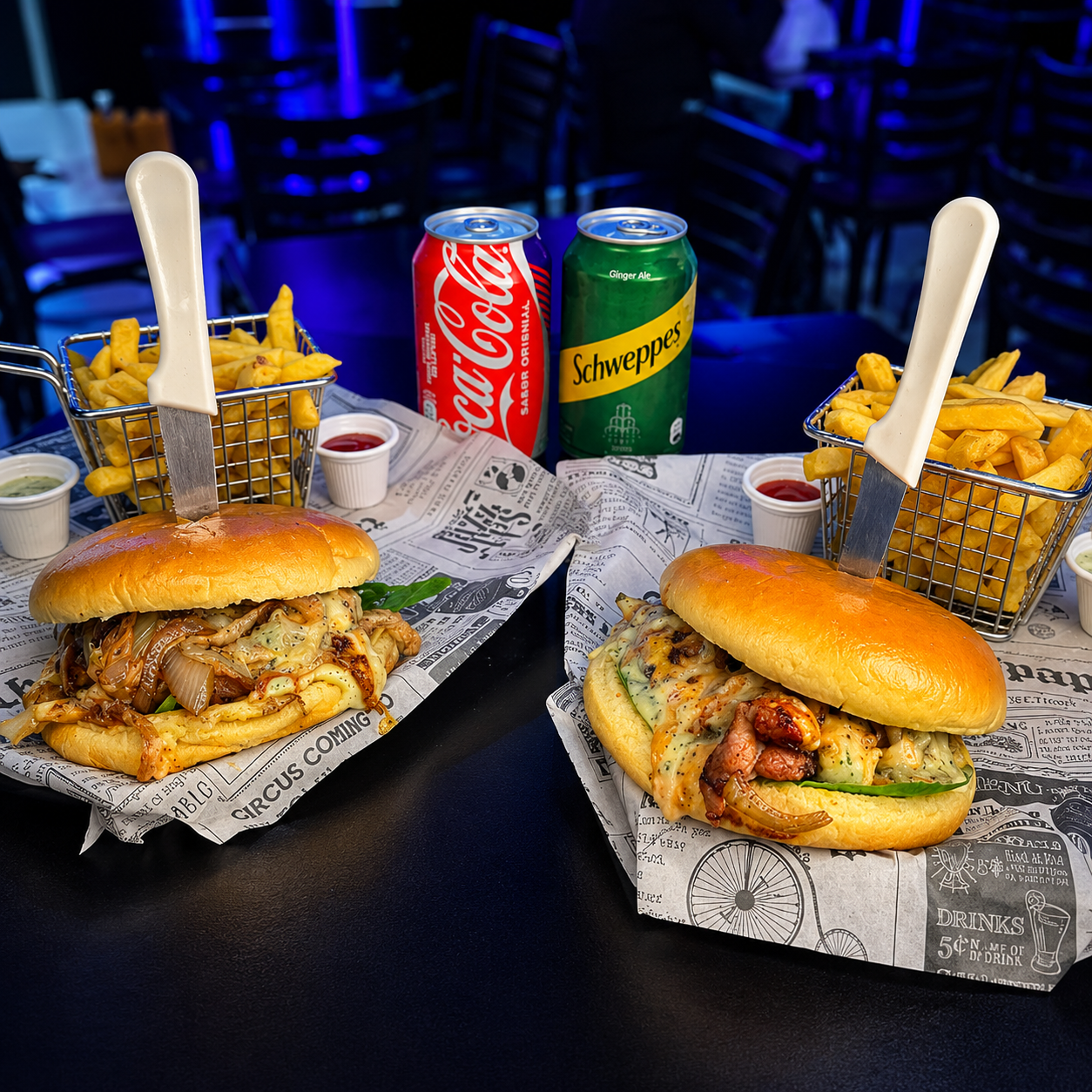 2 Burgers + Papas Fritas + 2 Sodas por solo $8 en Zone Xtreme VIP