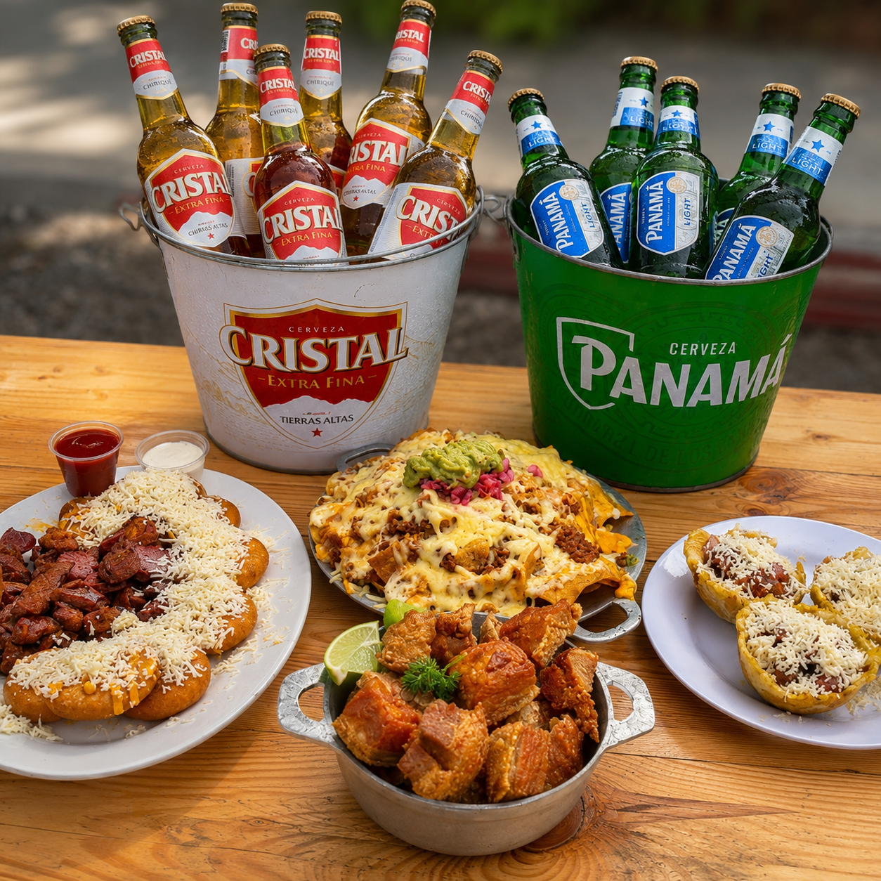 Chicharrón Mixto + Nachos Chicharroneros + 3 Canastas de Patacón + 2 Cubetazos por $20 en Chicharrones Panamá