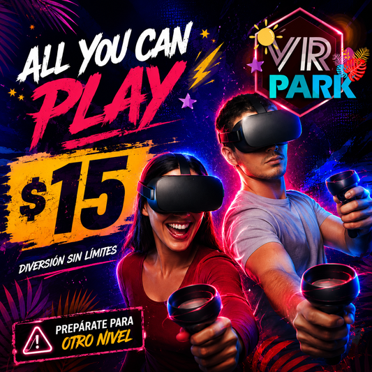All You Can Play para 2 Personas por solo $15 y vive 1 hora de full diversión en VR Park Amador